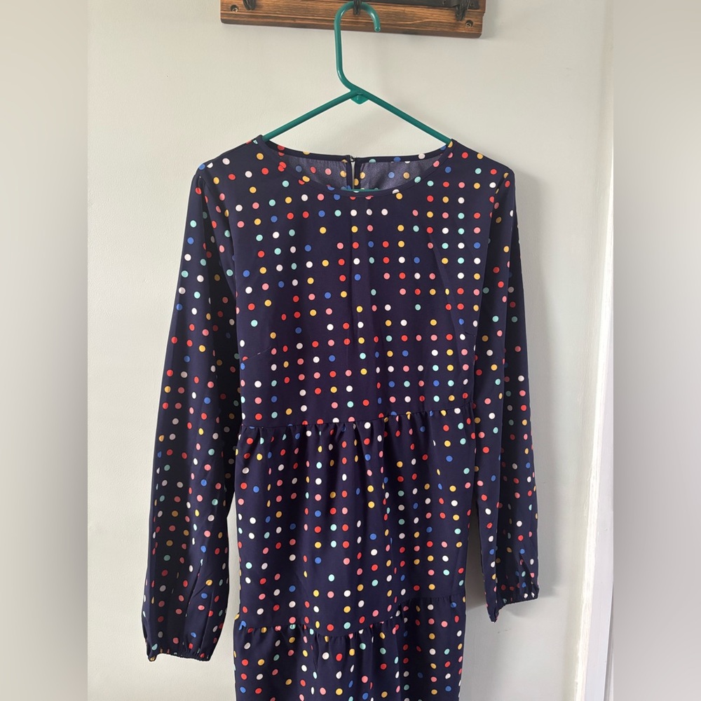 Polka Dot Kids Dress - Navy